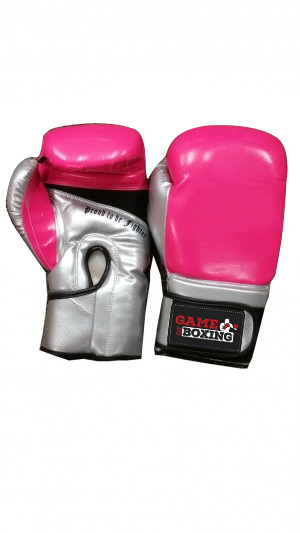 Boxing gloves 2 Tone shocking pink silver - Game of Boxing